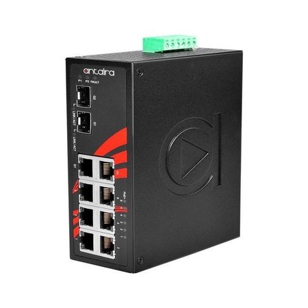 8-Port Industrial PoE+ Unmanaged Ethernet Switch, w/6-10/100Tx ***+ 2-Gigabit Combo Ports -  ANTAIRA, LNP-0802C-SFP-T